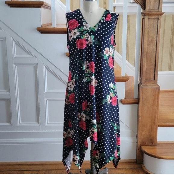 NINA LEONARD Floral Summer Maxi Flowy Dress Size Large - Picture 1 of 5